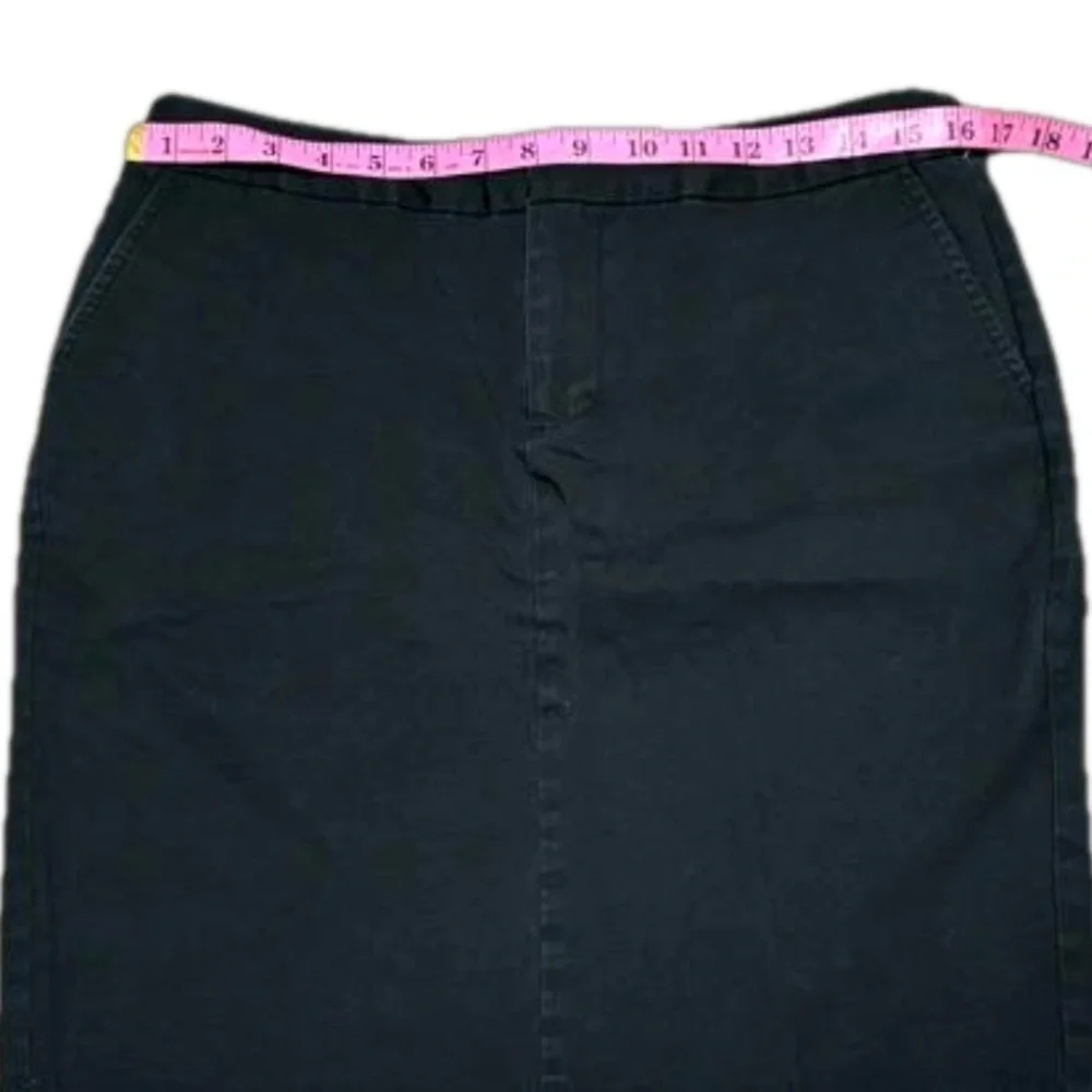 GAP Stretch Black Pencil Skirt Cotton Spandex Slit Pockets Women Size 8